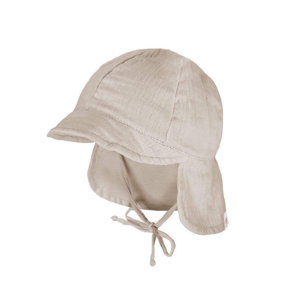 MAXIMO Schirmmütze GOTS BABY-Schildmütze, Band Musselinstoff, Nackenschutz, Futter, UV (1-St) Musselin
