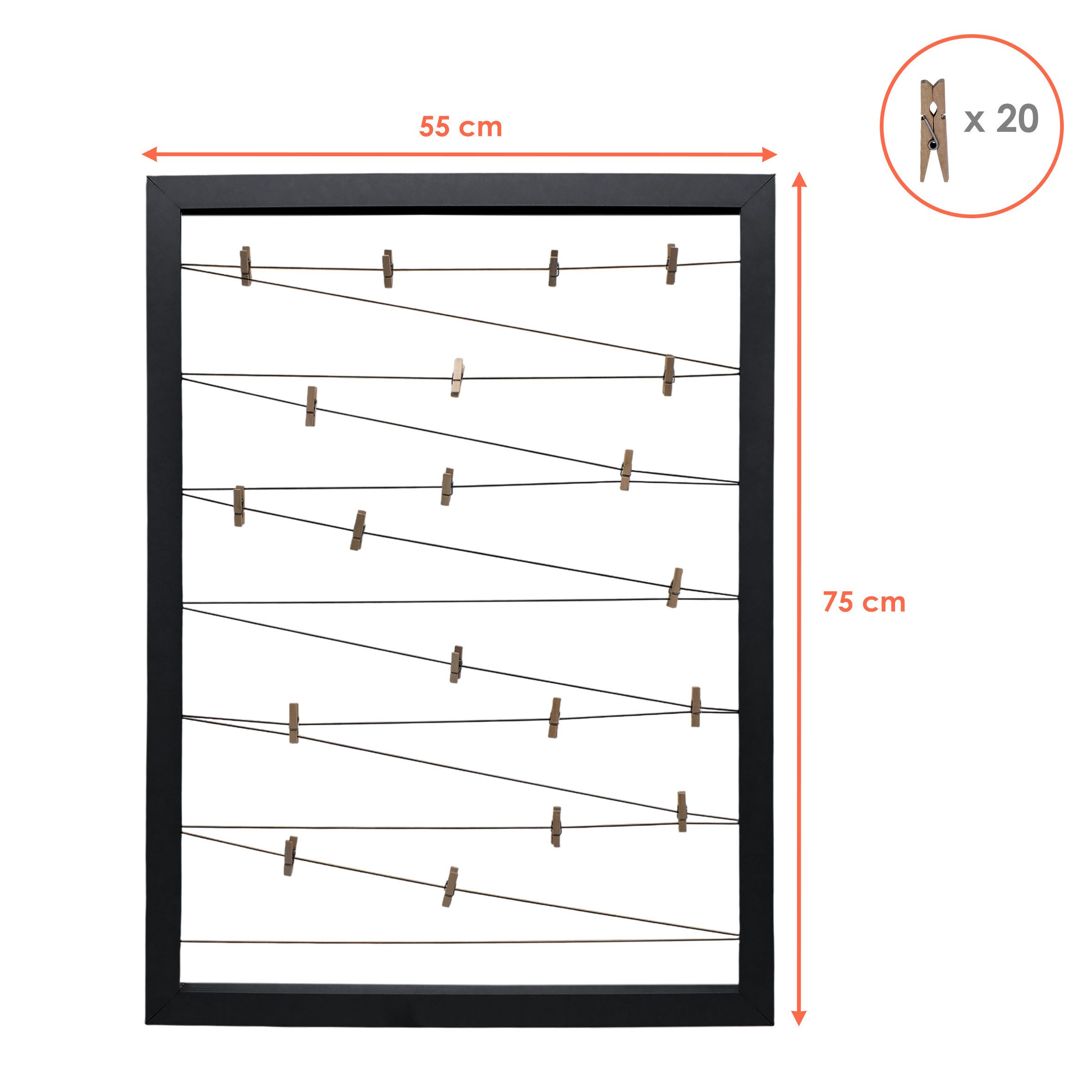 Spetebo Fotohalter Bilderrahmen Fotohalter schwarz - 75 x 55 cm, für 20 Bil günstig online kaufen