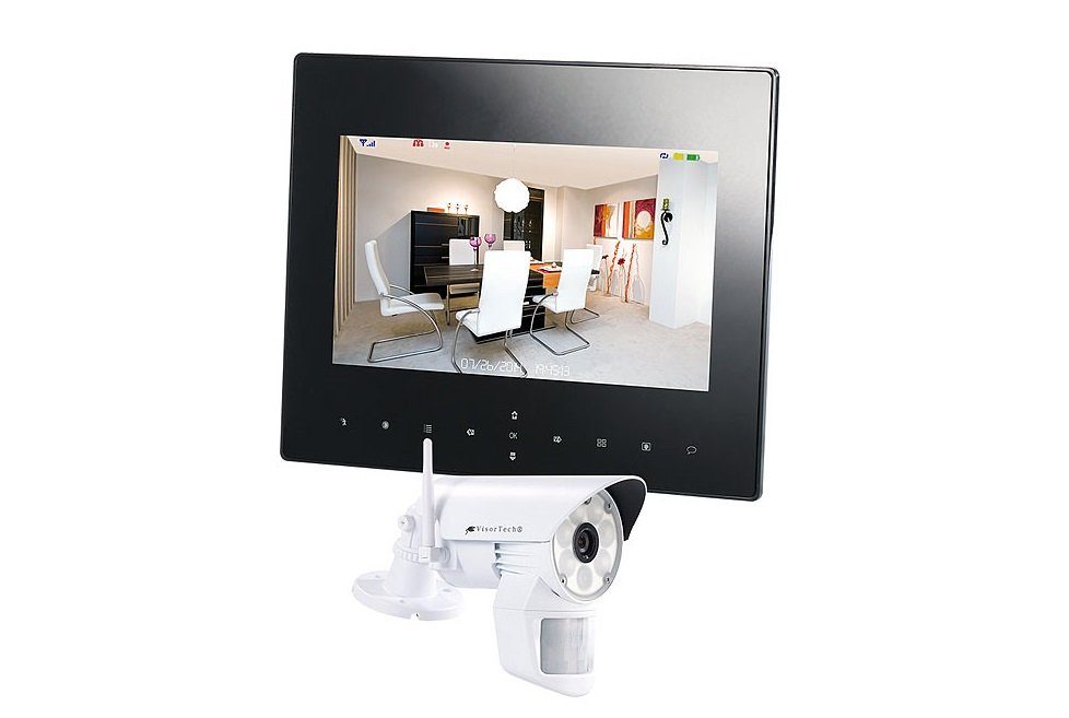 VisorTech »DSC-720.mc Funk Überwachungs-Set mit LED-HD-Kamera(s) in weiß +  Monitor« Überwachungskamera (Außenbereich, Innenbereich, 1-tlg.,  Gegensprechanlage dank eingebauten Lautsprecher und Mikrofon) online kaufen  | OTTO