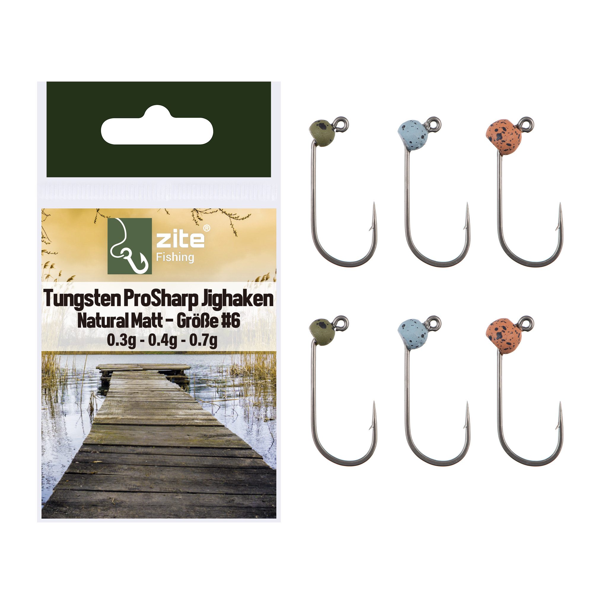 Zite Jighaken NaturalMatt Tungsten ProSharp Angelhaken Teflonbeschichtet Forelle