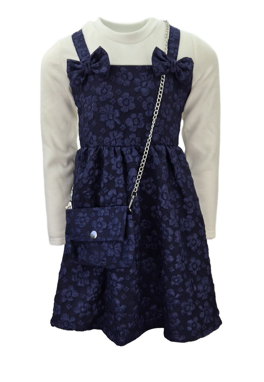 Girls Fashion 2-in-1-Kleid Mädchen Kleid mit Langarmshirt und Tasche K9751e