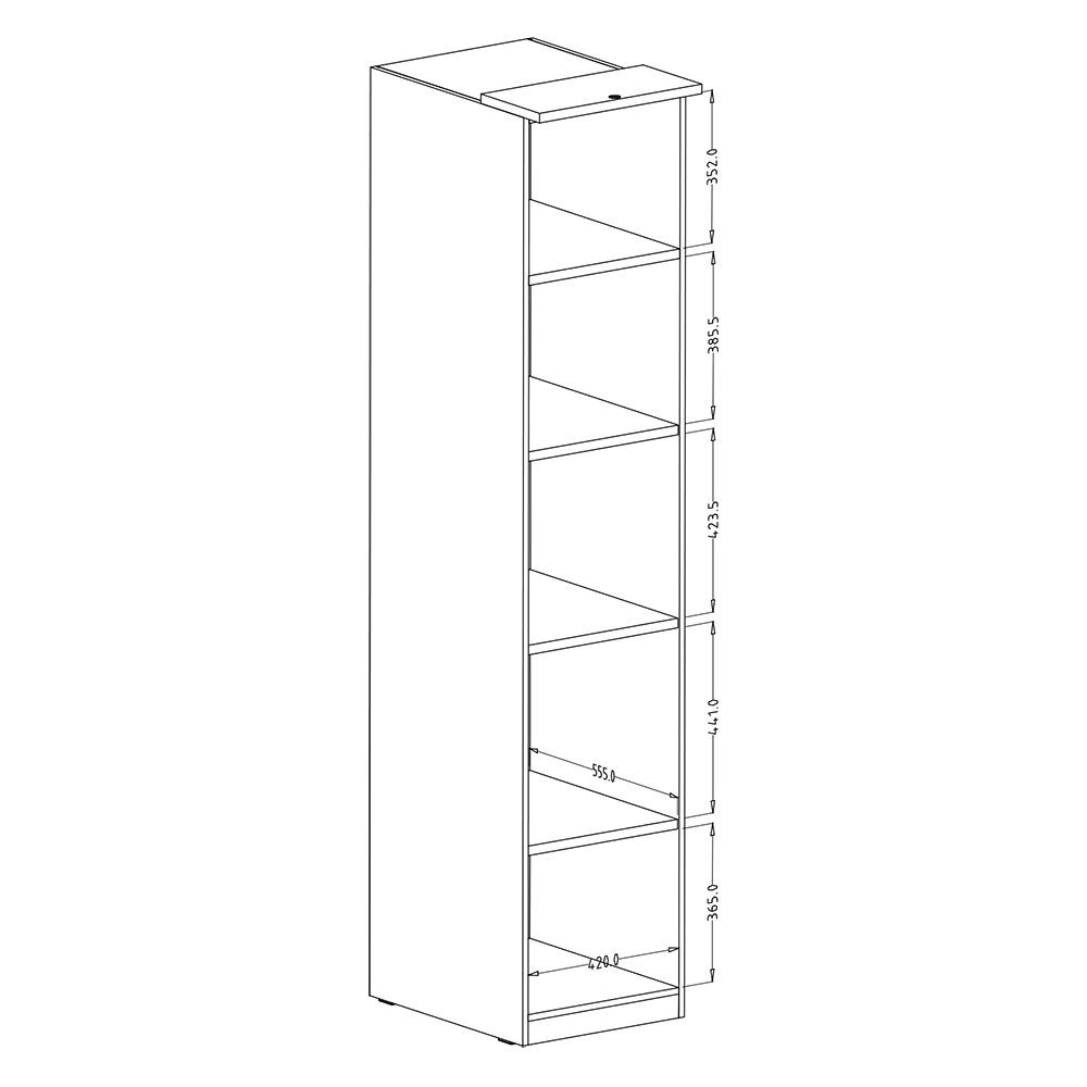 Lomadox Drehtürenschrank Nb. mit Fronten in weiß Hochglanz Eiche OLMO-83 517/217/63 cm Artisan