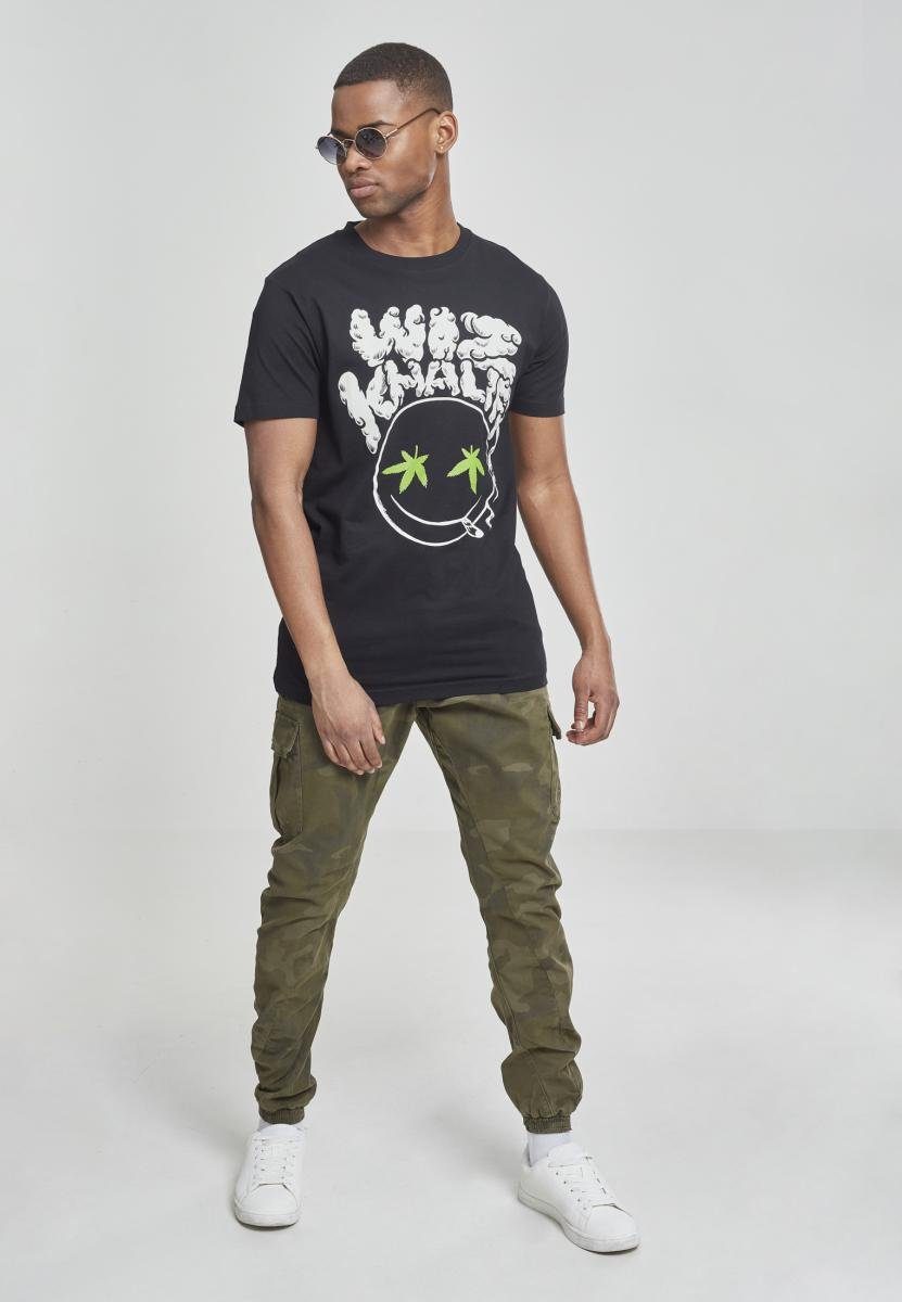 Herren Tee Wiz Tee (1-tlg) Khalifa Khalifa Smokey MT637 Smokey Wiz Smiley Mister MisterTee T-Shirt black