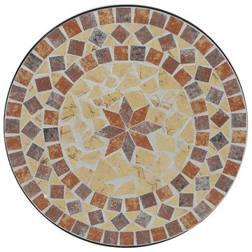 vidaXL Gartenlounge-Set Mosaik-Bistro-Set Terrakottarot und Weiß Eisen und Keramik, (3-tlg)