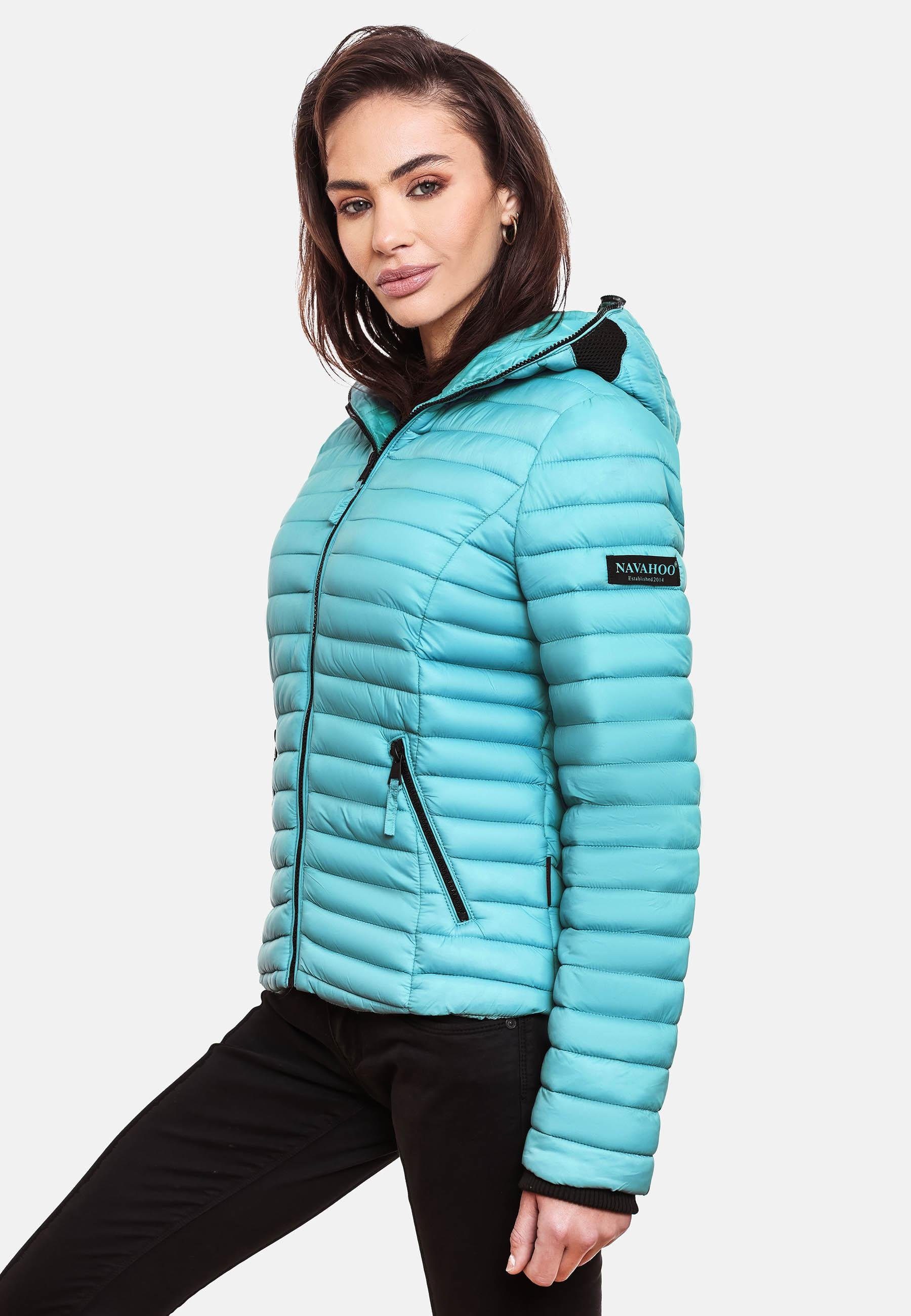 Navahoo Steppjacke leichte mit Kapuze Kimuk blau Übergangsjacke