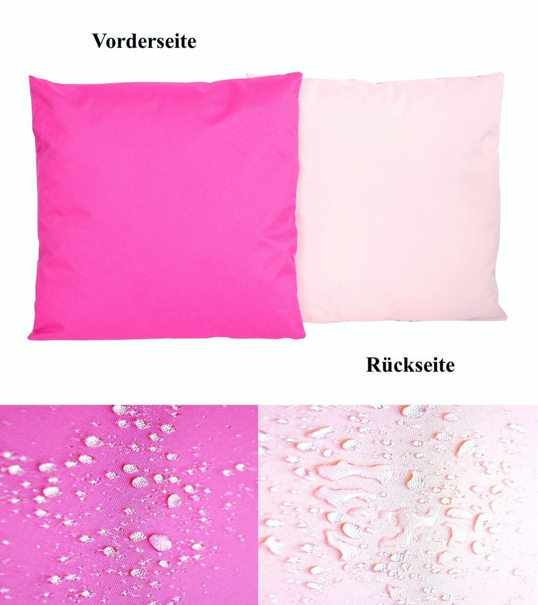 Innen Robust, mit Füllung, inkl. JACK & geeignet Strapazierfähig, Outdoor JACK 45x45cm 4x 2-farbiges Kissen Pink-Rosa Außen Lounge Anthrazit-Pink Dekokissen Lotus-Effekt, / für Wende