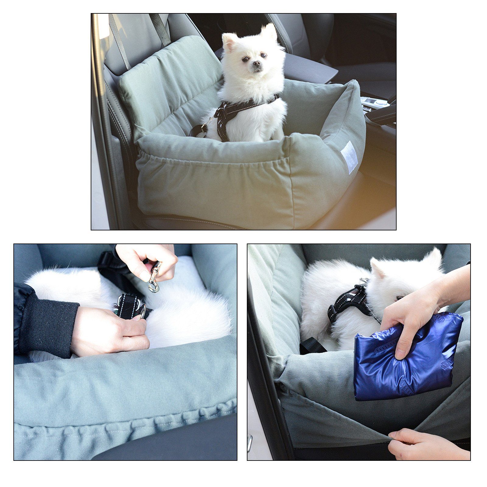CALIYO Hunde-Autositz Hundesitz, Autositz für Hunde, Haustier-Autositz,  geeignet für alle Arten von Autos, multifunktionales Hundebett, STAURAUM:  Hundesitz verfügt über Aufbewahrungstaschen für kleine Gegenstände
