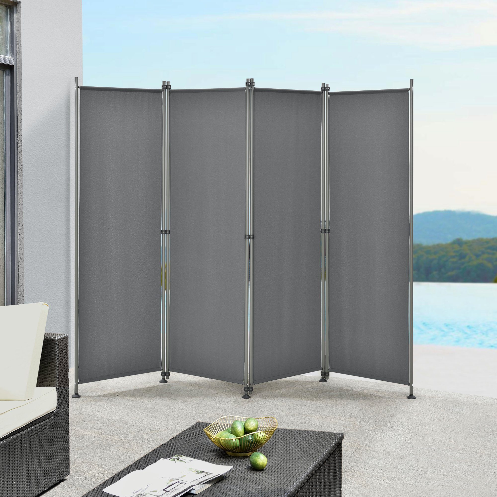 pro.tec Paravent, »Modica« Trennwand Outdoor Sichtschutz 170x215cm Mittelgrau