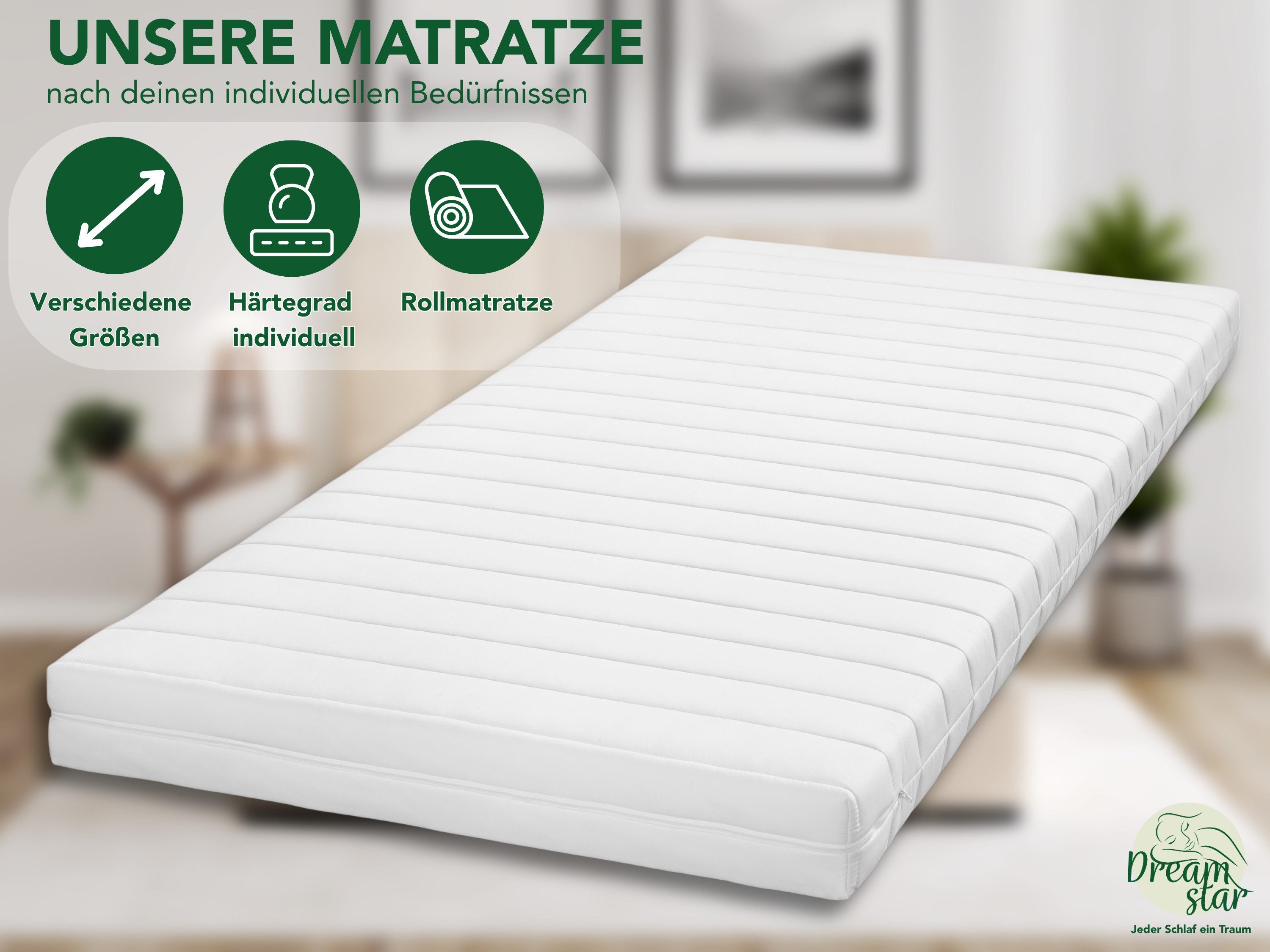 Kaltschaummatratze Easy Flex, 7-Zonen Matratze mit Duo-Härtegrad (H2/H3 & H3/H4), Dreamstar, wendbar, atmungsaktiv, ergonomisch - für jede Schlafposition