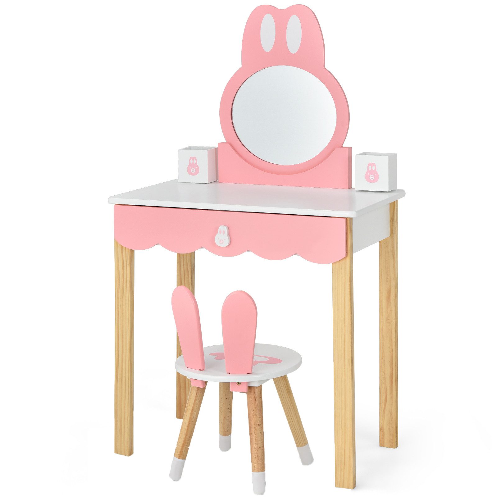COSTWAY Schminktisch, Kinder, mit Hocker, Spiegel, günstig online kaufen