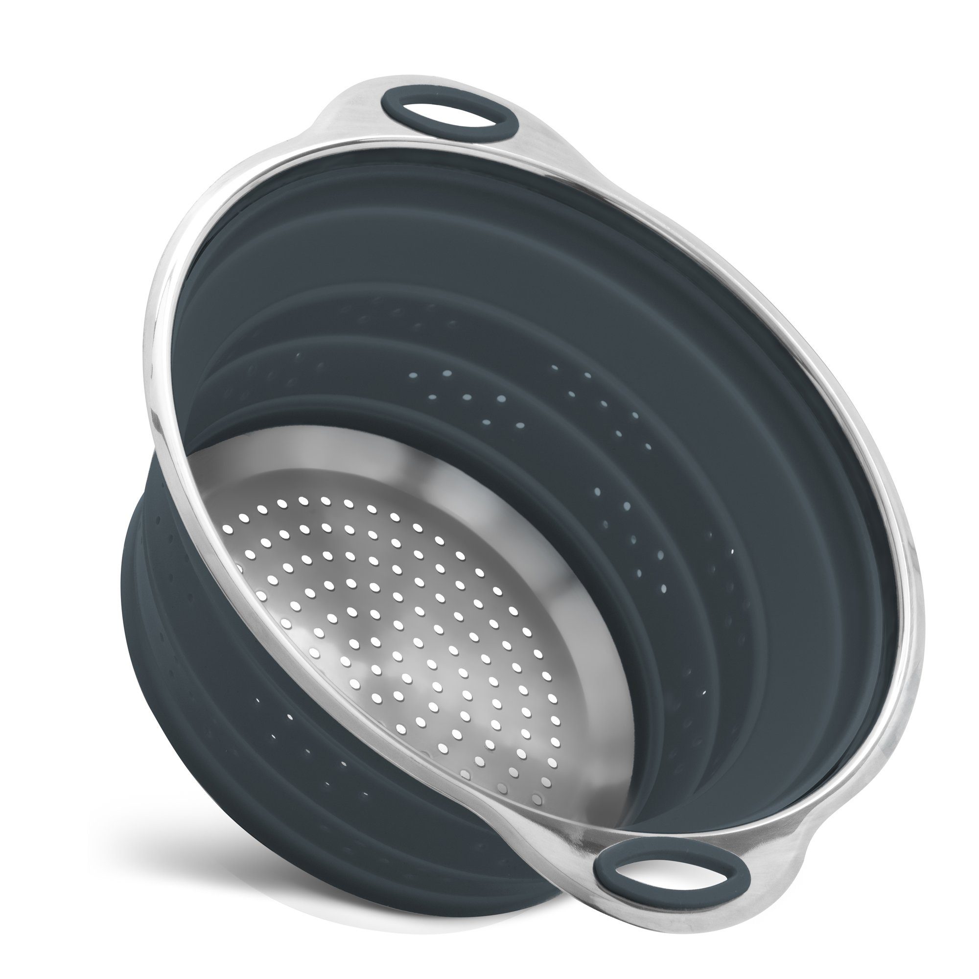 Camolo Nudelsieb Abtropfsieb Sieb Küchensieb Faltbar Klappbar, Silikon, Edelstahl