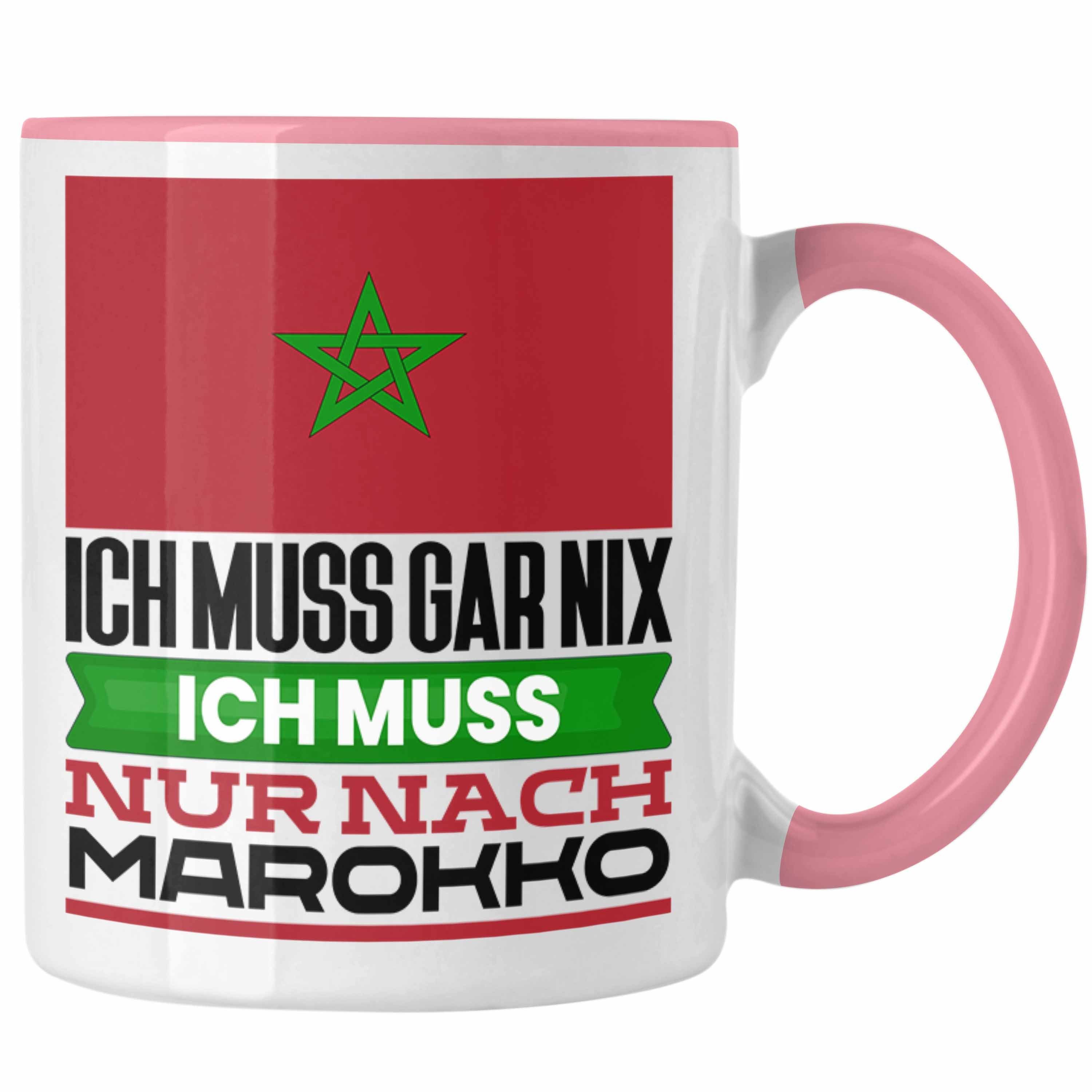 Trendation Tasse Marokko Tasse Geschenk für Marokkaner Geburtstag Urlaub Geschenkidee I Rosa