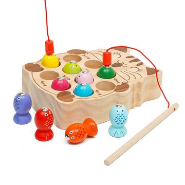LBLA Lernspielzeug Magnetische Angelspiel Holz Fischspielzeug (Montessori Motorik Spielzeug), Geschenk für Kinder Mädchen Jungen ab 1 2 3 4 5 Jahre