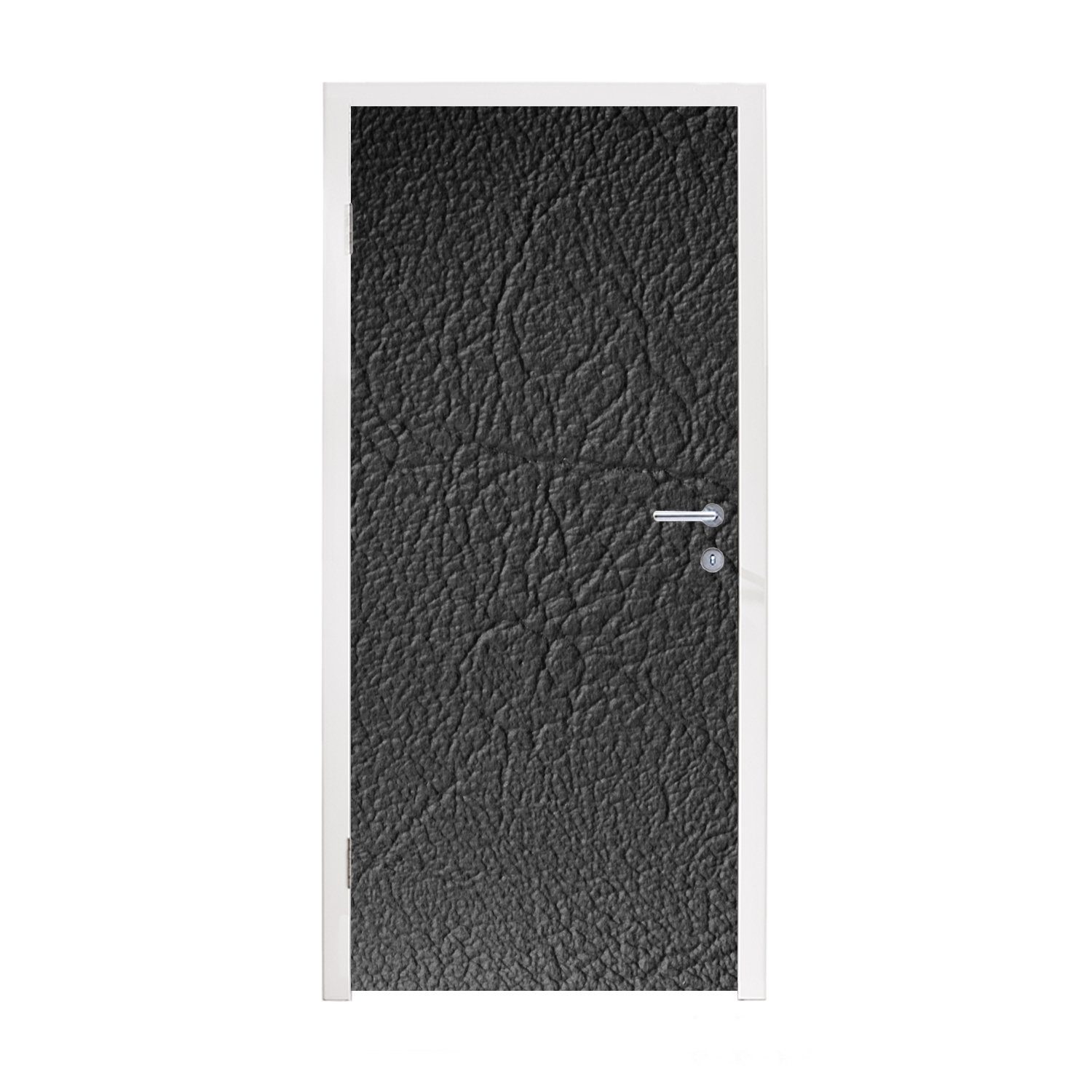 MuchoWow Türtapete Leder - Lederoptik - Industriell - Schwarz, Matt, bedruckt, (1 St), Fototapete für Tür, Türaufkleber, 75x205 cm