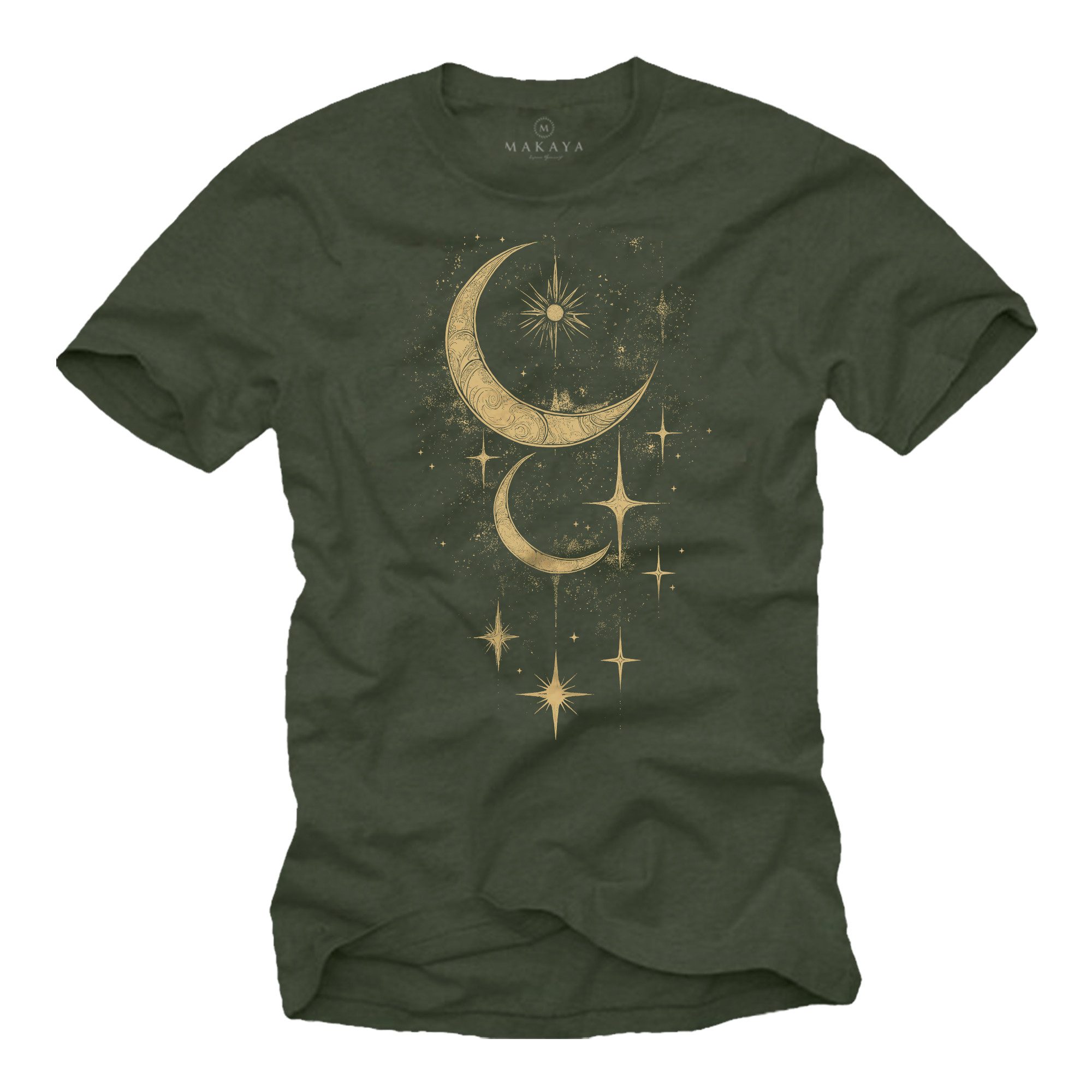 Kurzarmshirt Herren Sonne Mond Sterne Astronomie T-Shirt für Männer