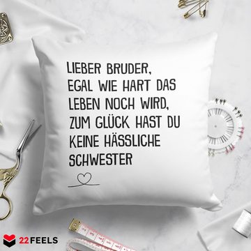 22Feels Dekokissen Bruder Geschenk von Schwester Geburstag Weihnachten Geschwister Jung, Deko mit Persönlichkeit