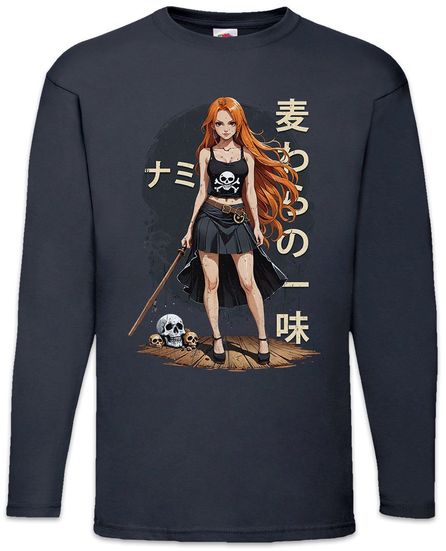Langarmshirt Anime Nami Langarm T-Shirt One Pirate Adventure Anime Piece D Luffy