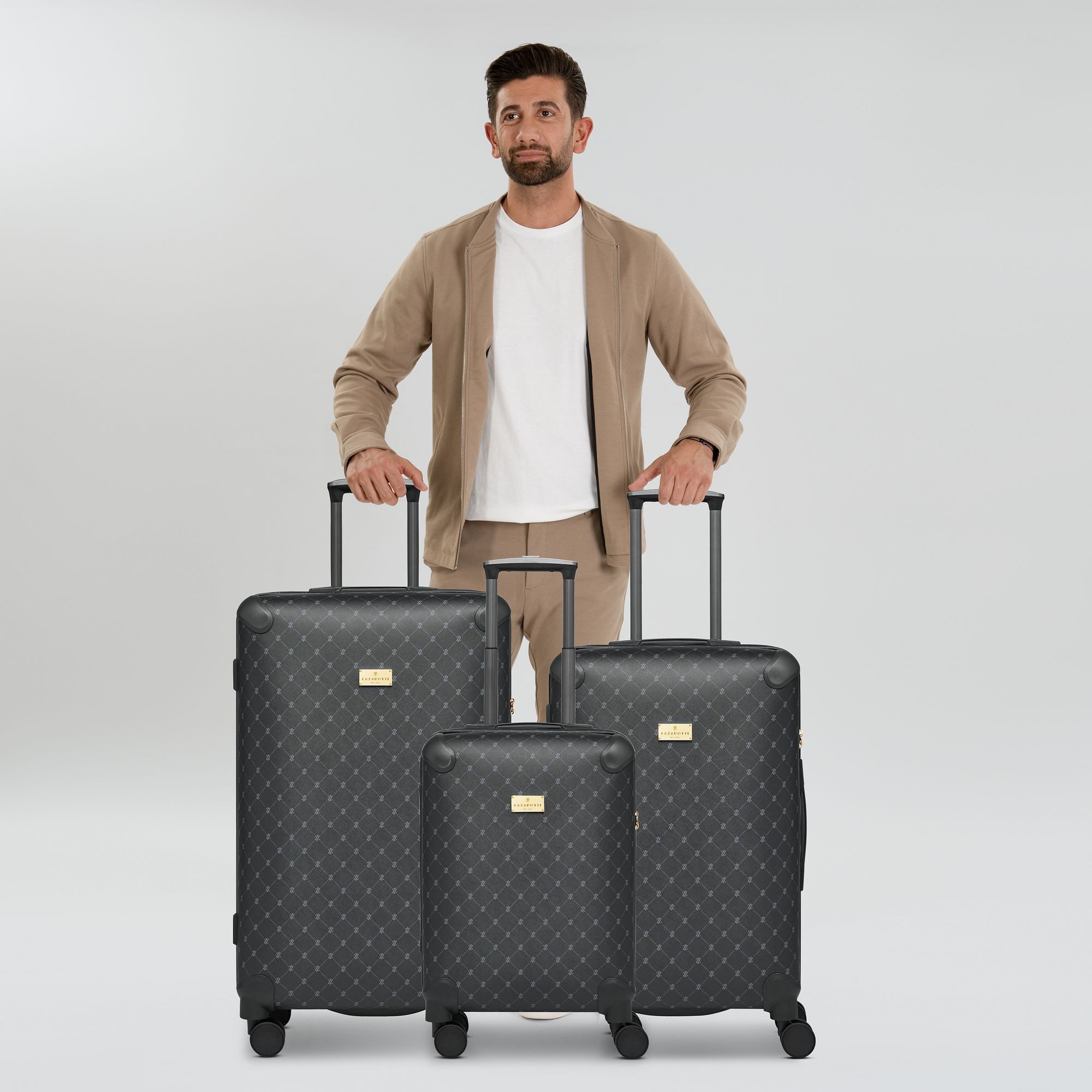 Lazarotti Trolleyset Palermo, 4 Rollen, (3-teilig, 3 tlg), Polypropylen, PVC