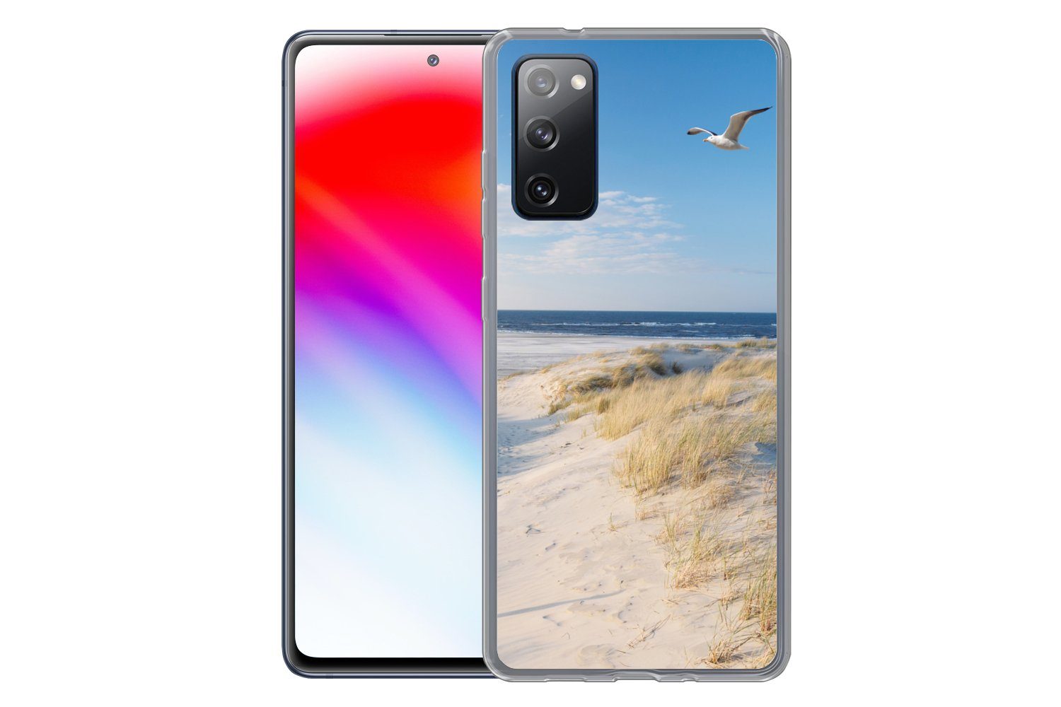 MuchoWow Handyhülle für Samsung Galaxy S20 FE Düne - Möwe - Strand - Meer - Sonne, Phone Case, Silikon, Schutzhülle Dünn