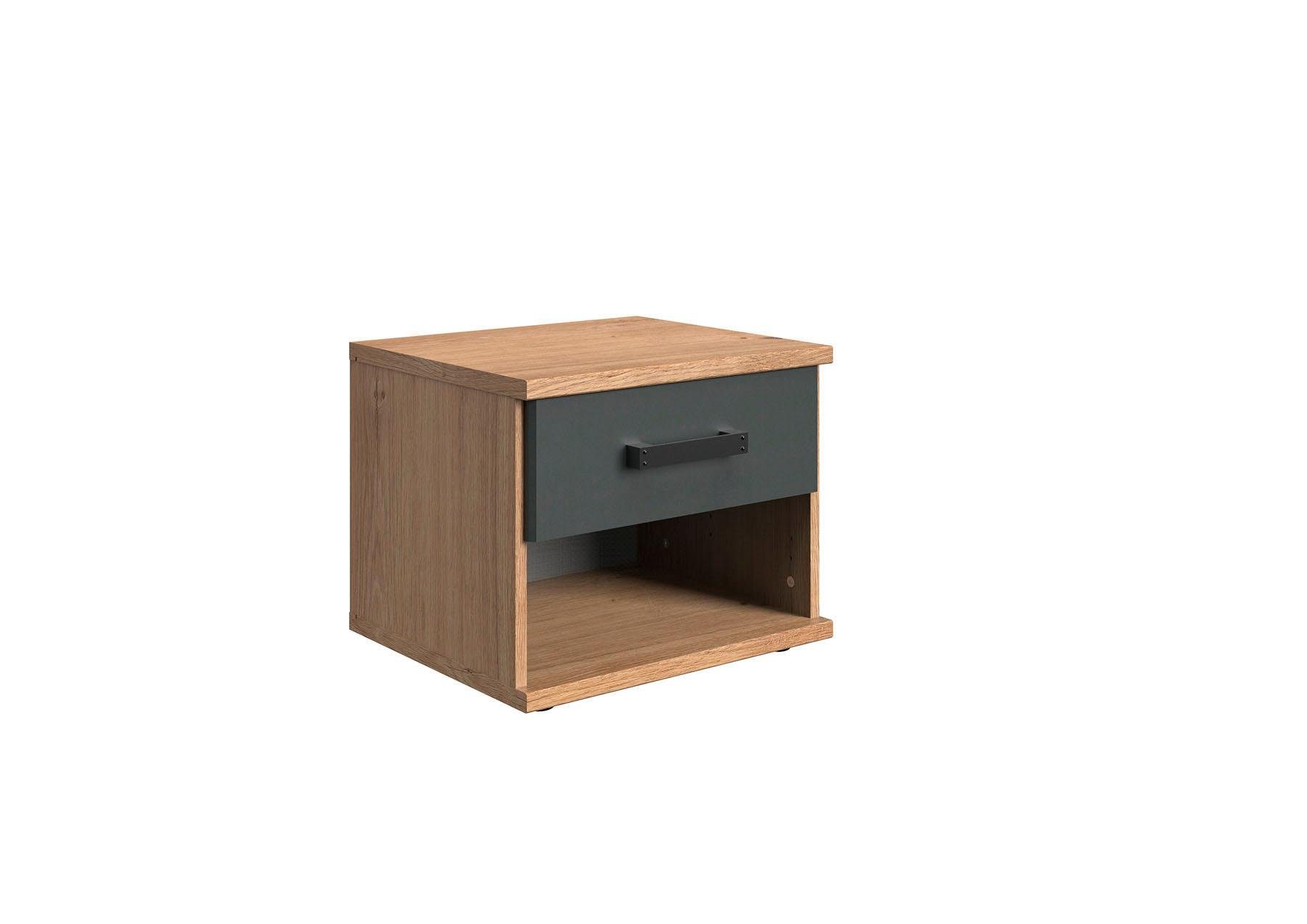 Wimex Nachtkommode Liverpool, Nachttisch mit 1 Schublade und 1 offenes Fach, modern rustikaler Look, Industrial Design, 46/40/38 cm