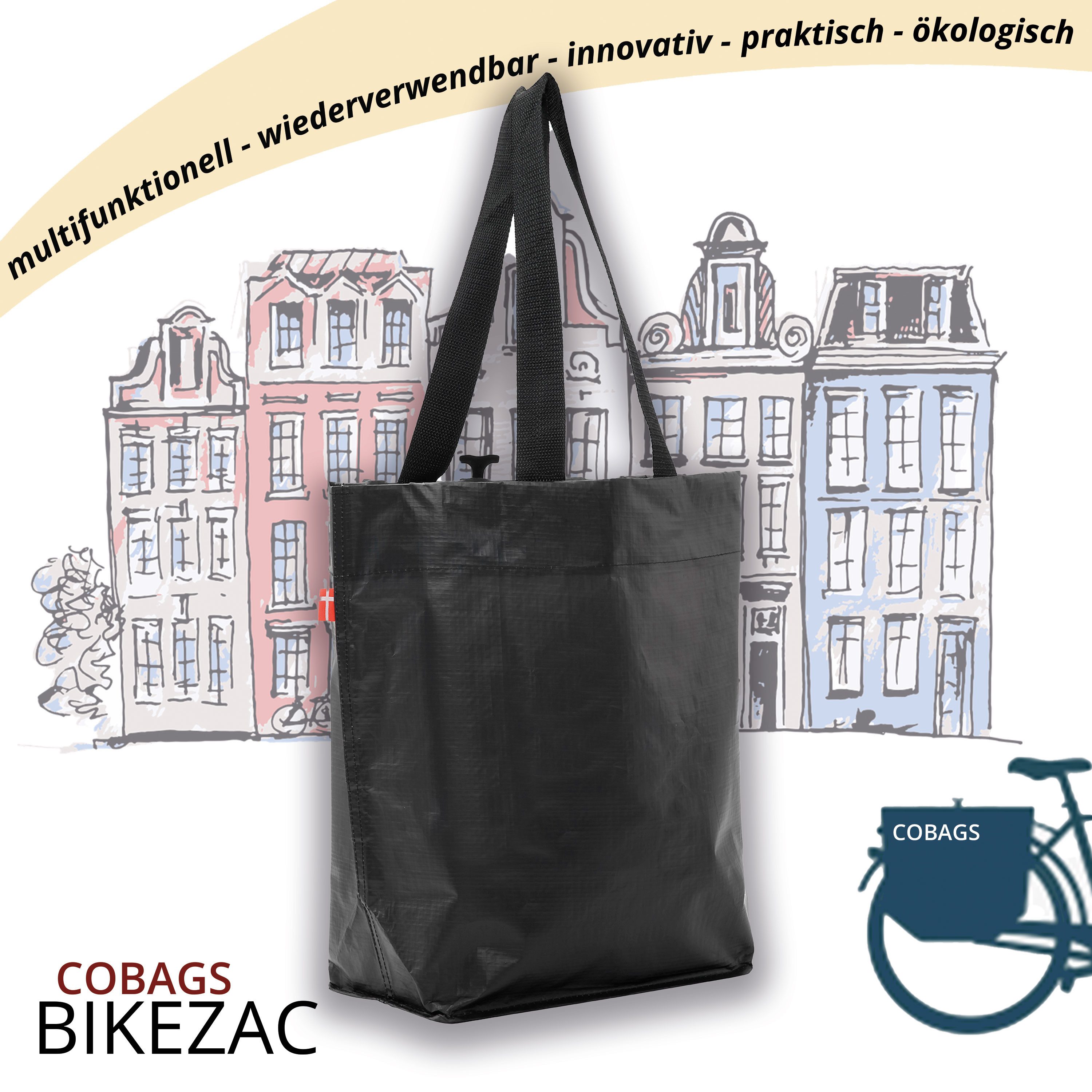 BIKEZAC Shopper 2er Set COBAGS 2.0 Taschen Schwarz – Wiederverwendbar & sta günstig online kaufen
