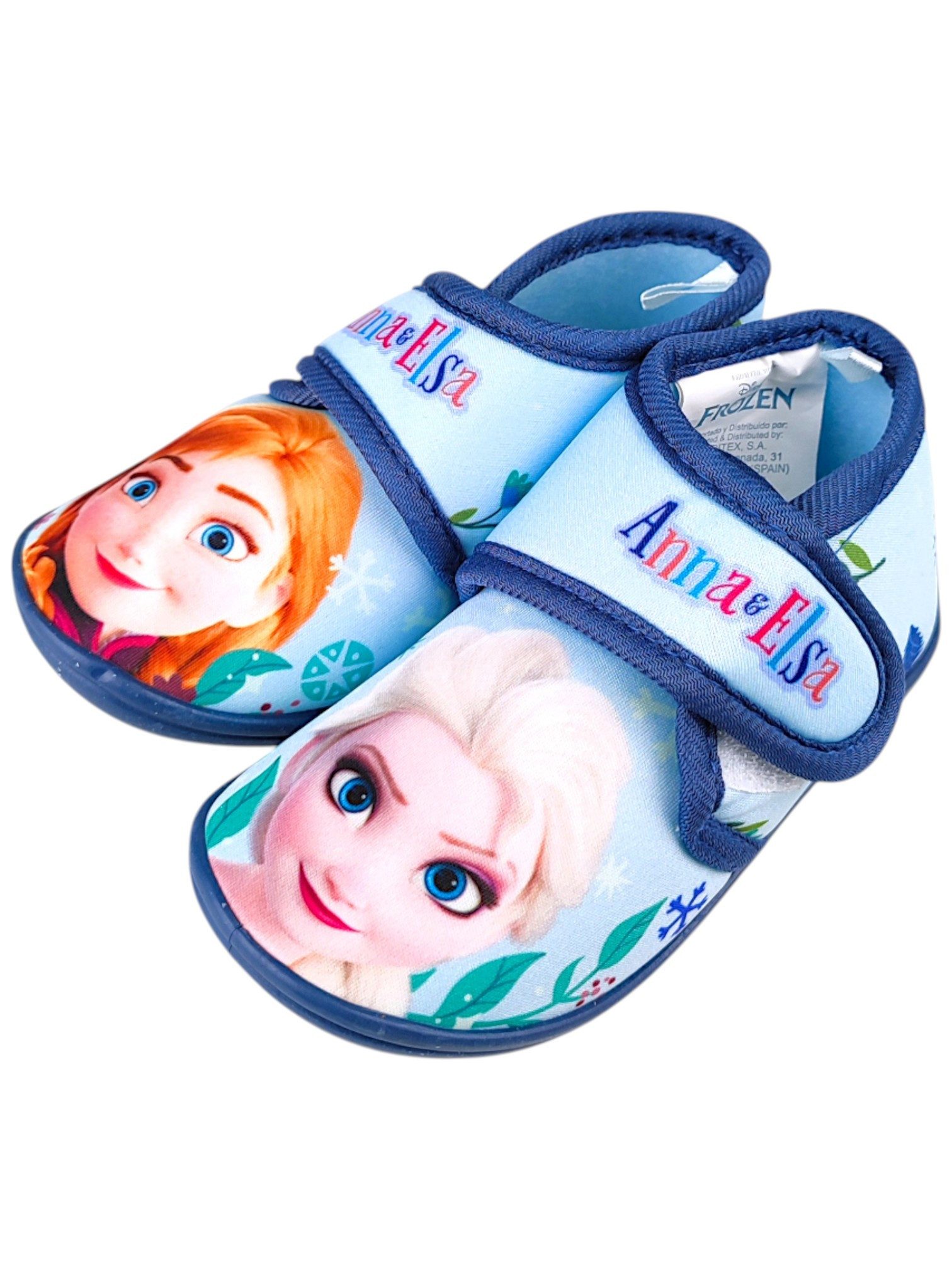 Disney Frozen Elsa & Anna Hausschuh Mädchen Pantoffeln mit Klettverschluss Gr. 22-27