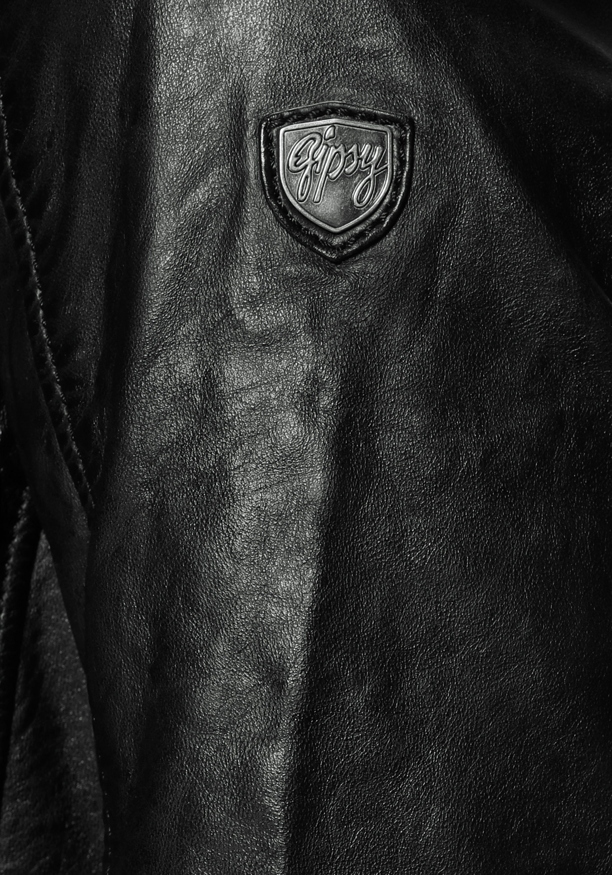 black Gipsy Longblazer Lederjacke stylischer Two-in-One-Look im hochwertiger CLEEO