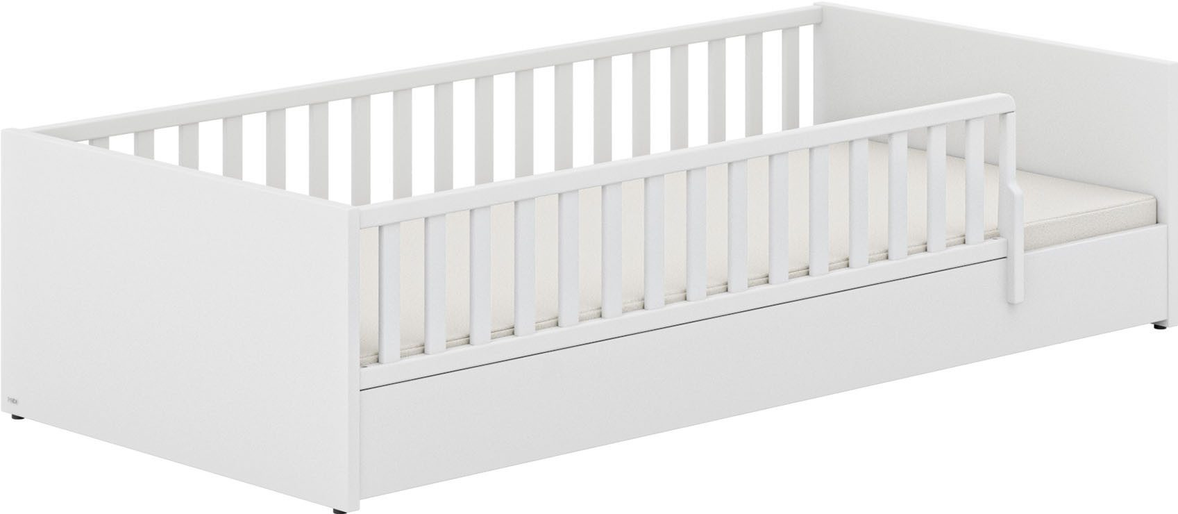 PAIDI Kinderbett LITTLE FLO, vom Baby bis zum Teeni, in mehreren Farben und Breiten (Breite/Länge: 90x200cm + 120X200cm +140x200cm), umbaubar zum Kinder- oder Jugendbett, Bodenbett auch als Sofa nutzbar