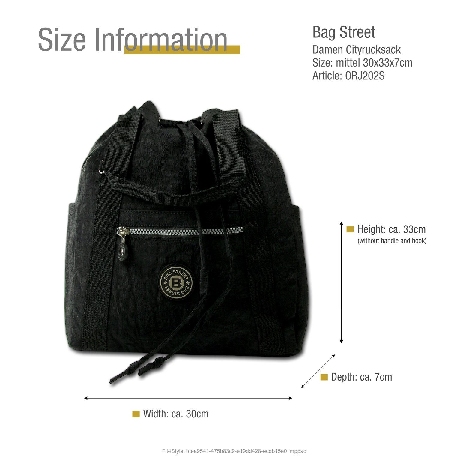 BAG STREET Cityrucksack Bag Street Rucksack Crinkle Nylon schwarz, Damen, Jugend Cityrucksack Freizeithandtasche Nylon, schwarz 33cm hoch
