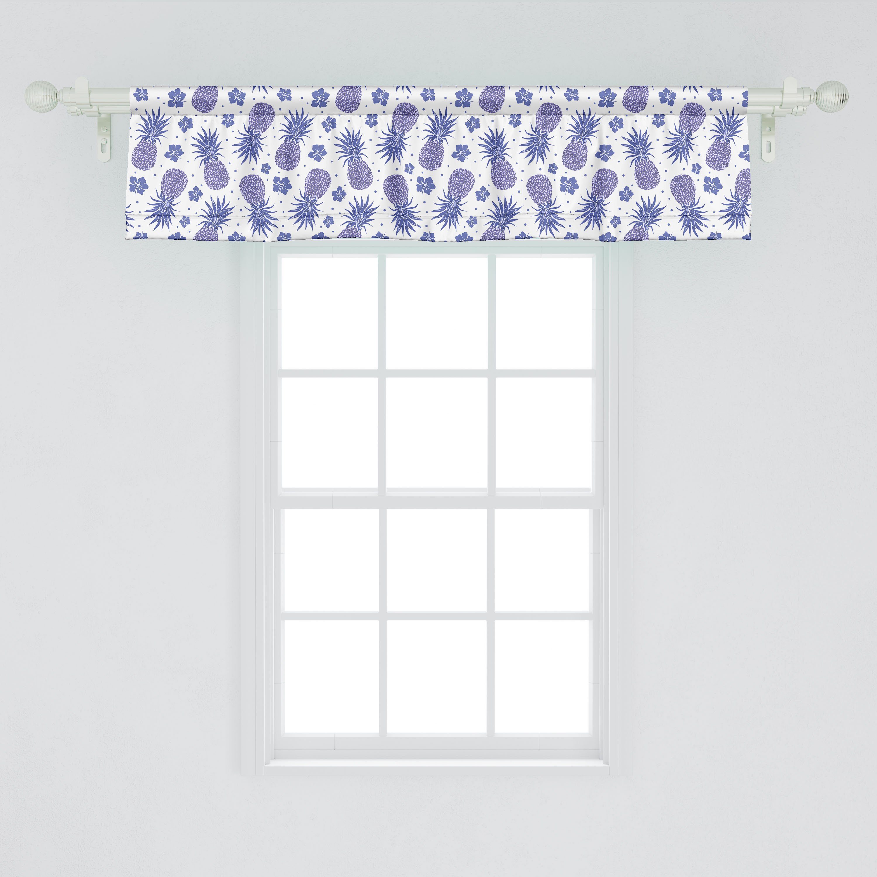 Dekor Vorhang Ananas Abakuhaus, und Tropisch Hibiscus Schlafzimmer Scheibengardine mit Stangentasche, Volant Microfaser, Küche für