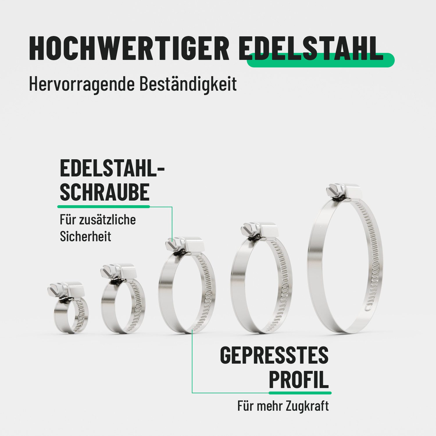 greate. Schlauchschelle 50er Schlauchschellen Set - Einstellbare Schlauchschelle Edelstahl 9mm, (50-St)