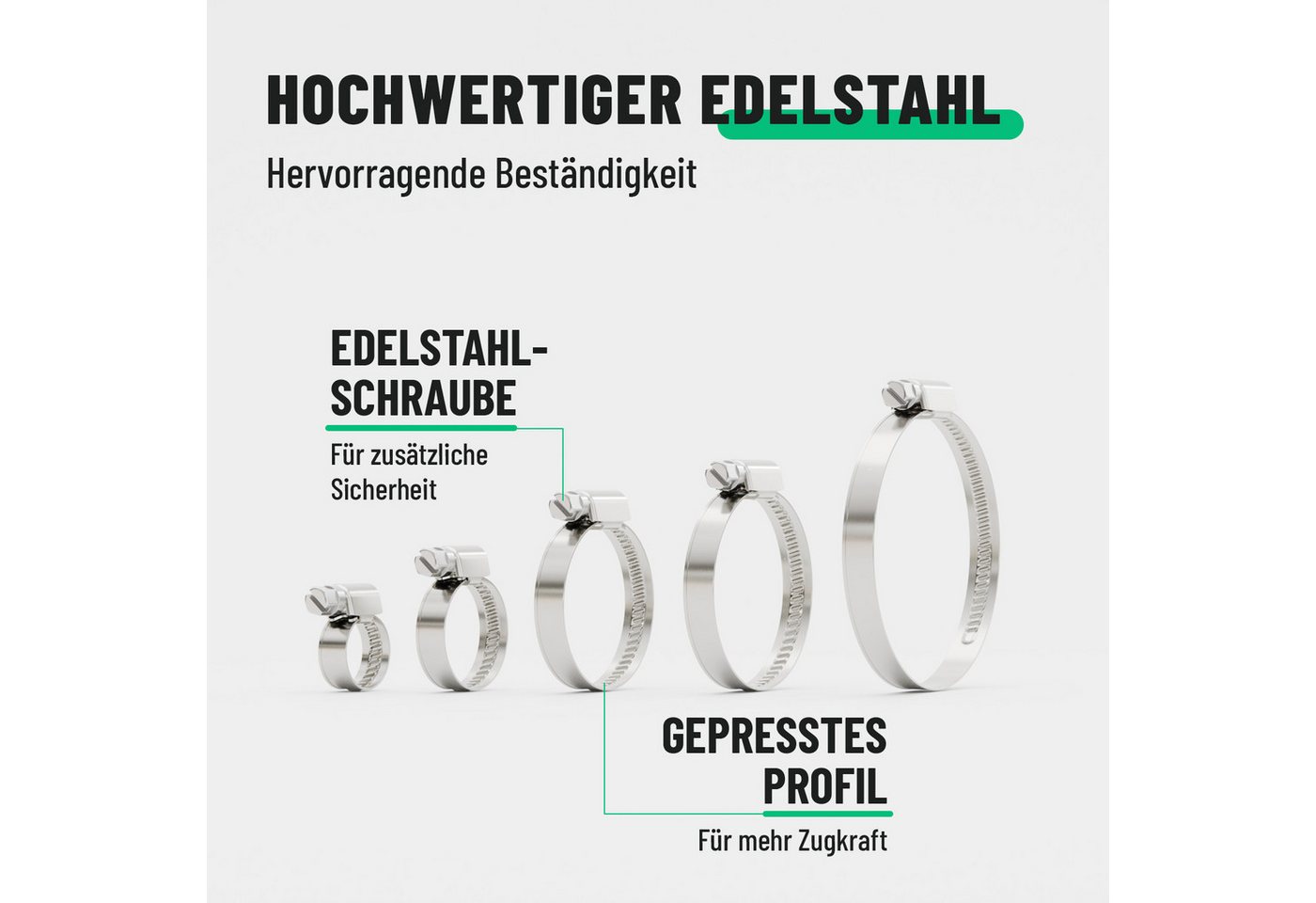 Thumbnail - greate. Schlauchschelle 100er Schlauchschellen Set - Einstellbare Schlauchschelle Edelstahl, (100-St)