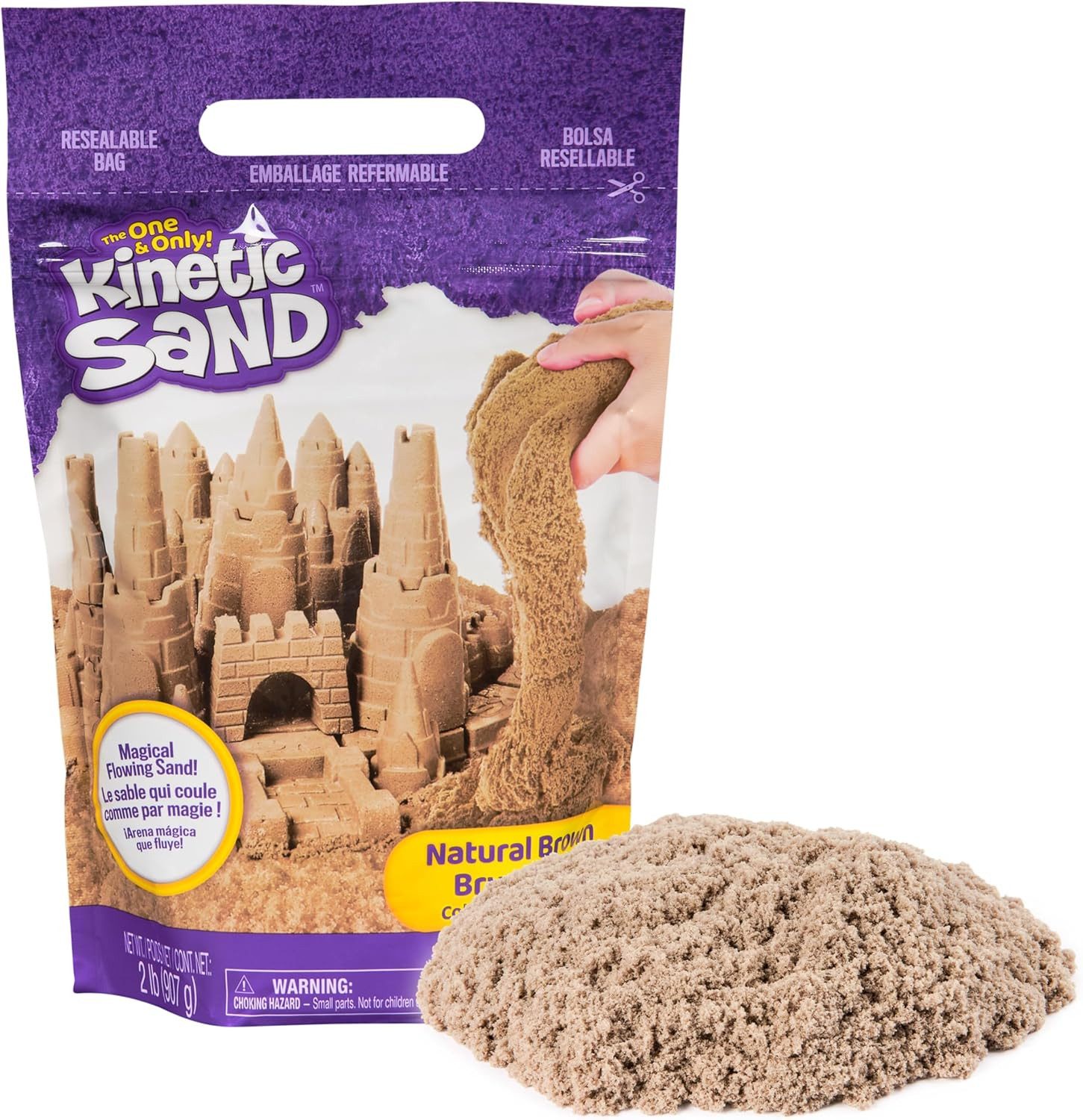 Spin Master Spiel Kinetic Sand Natural Brown 907 g – Indoor-Sandspiel ab 3 J.