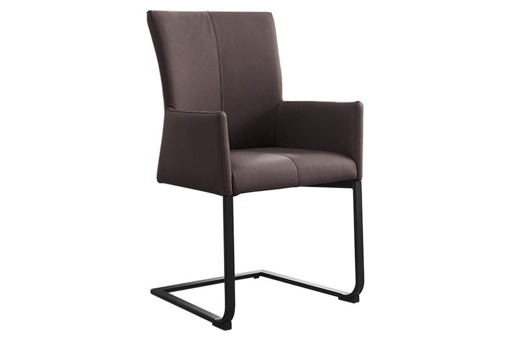 riess-ambiente Esszimmerstuhl SAMSON taupe grau / schwarz · Schwingstuhl mit Echtleder-Bezug (Einzelartikel, 1 St), Esszimmer · mit Armlehnen & Metallrahmen · bis 120kg belastbar