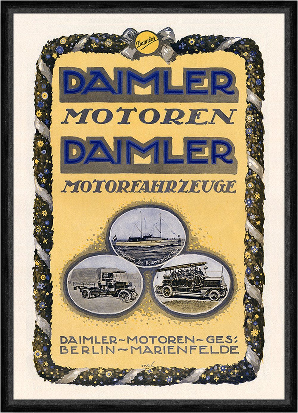 Kunstdruck Daimler Motoren Motorfahrzeuge Berlin Marienfelde Plakat Faks_Motor 2, (1 St)