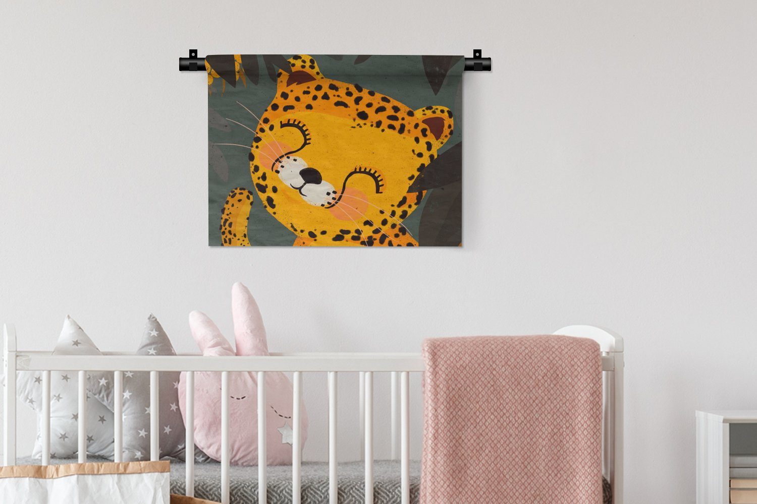 Tiere für Dschungel - Gepard Schlafzimmer, Wanddekoobjekt Wohnzimmer, Kleid, - - Kinderzimmer Kinder, Wanddeko MuchoWow Wandbehang,