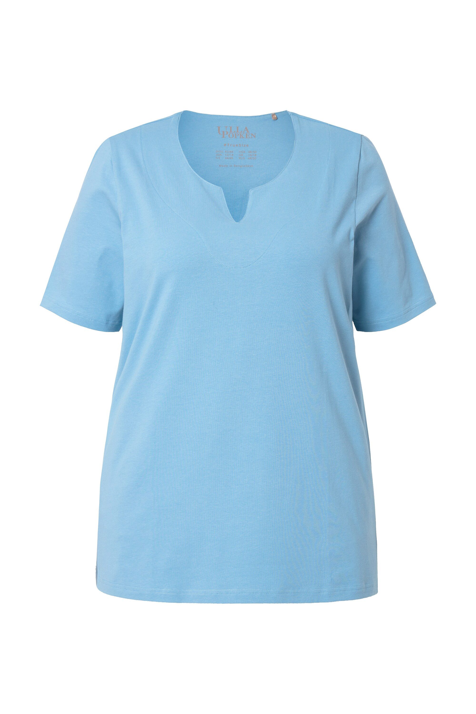 Ulla Popken T-Shirt T-Shirt A-Linie Tunika-Ausschnitt Halbarm günstig online kaufen