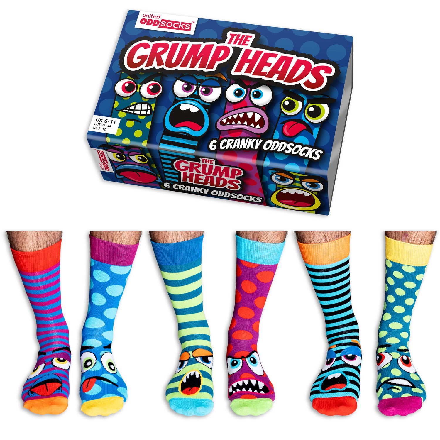 United Oddsocks Freizeitsocken Grump Heads Gesichter günstig online kaufen