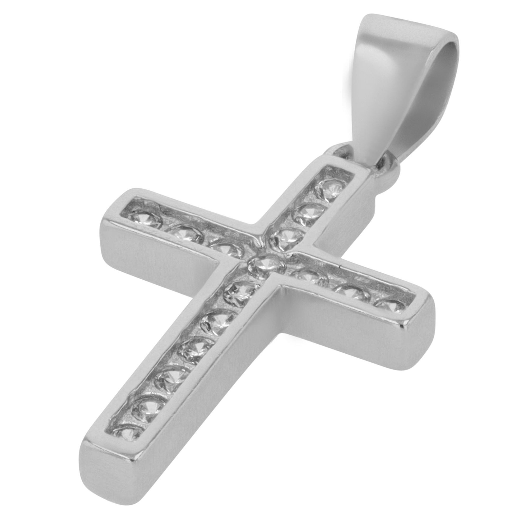 Kettenanhänger Anhänger – Kreuz Kreuzanhänger aus 925 Silber mit Zirkonia