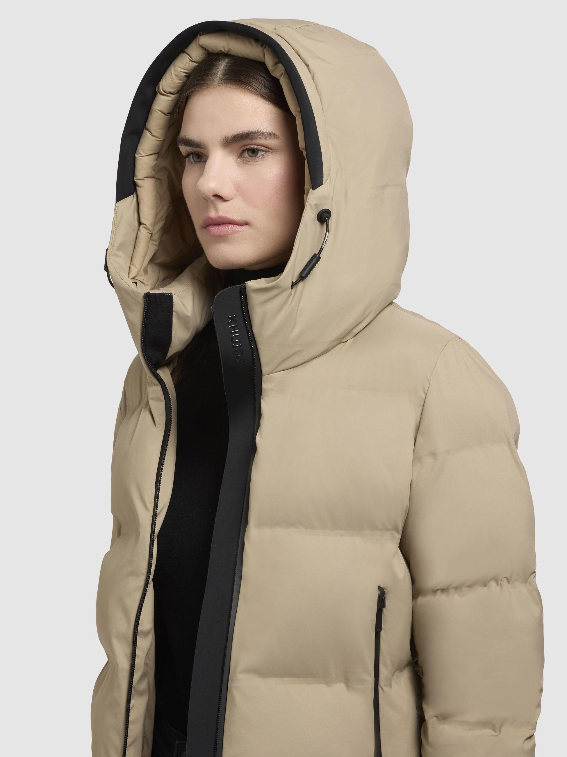 khujo Winterjacke Liev-YM Warme gesteppte Damen Kapuzenjacke