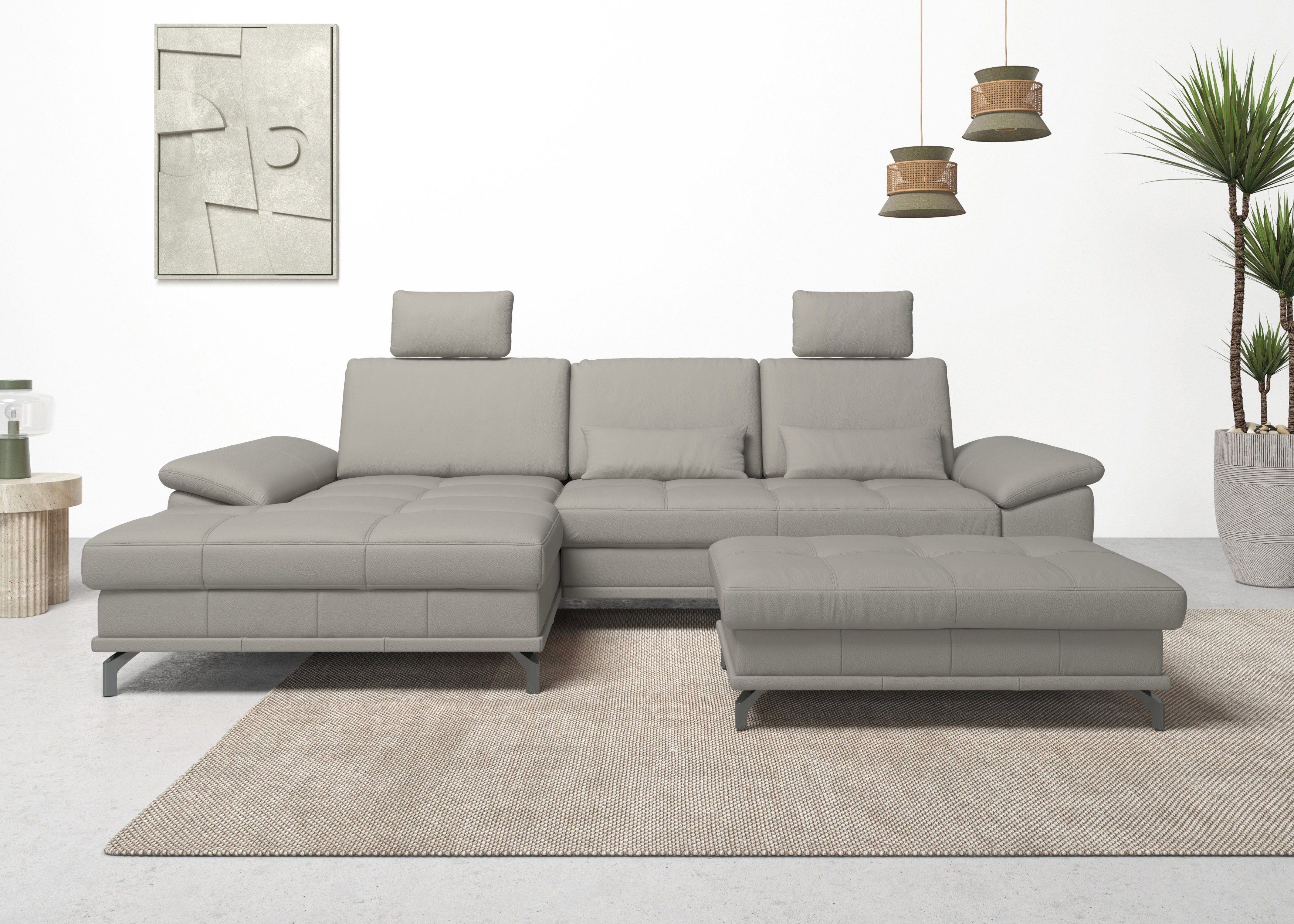 OTTO home Ecksofa Costello L-Form, B: 301 cm mit Sitztiefen-, Armteilverstellung &, 3 Nierenkissen, optional Bettfunktion & Bettkasten