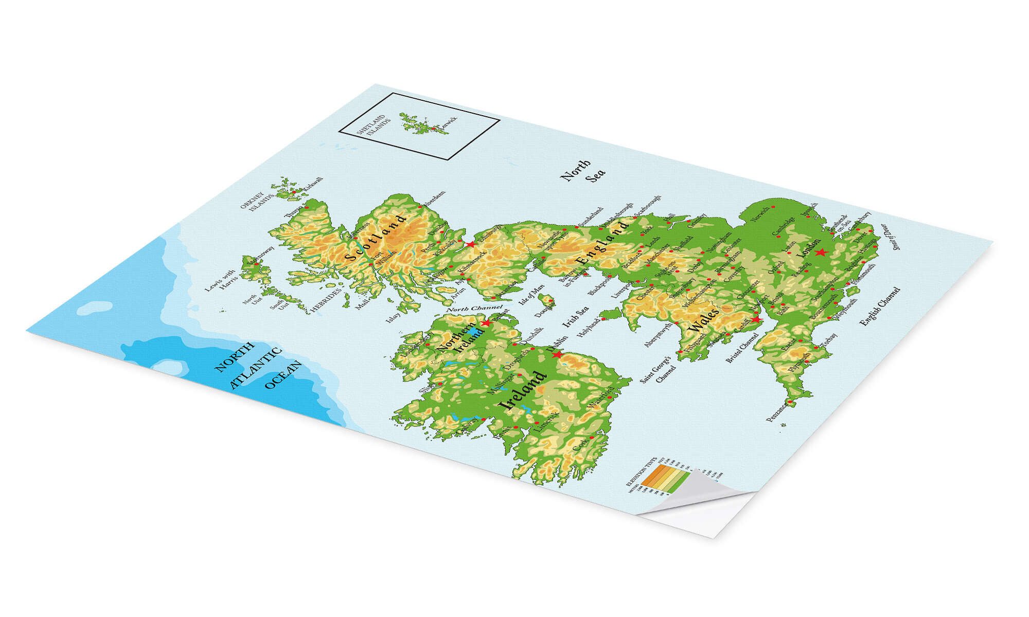 Posterlounge Poster Editors Choice, Topografische Karte günstig online kaufen