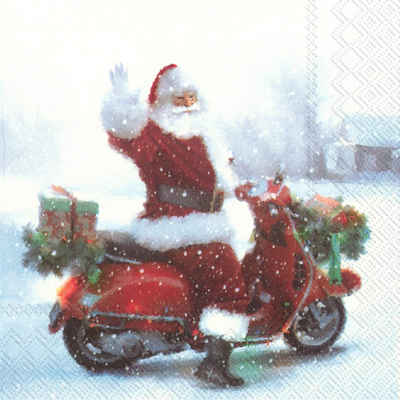 IHR Papierserviette »Santas Scooter«, (5 St), 33 cm x 33 cm