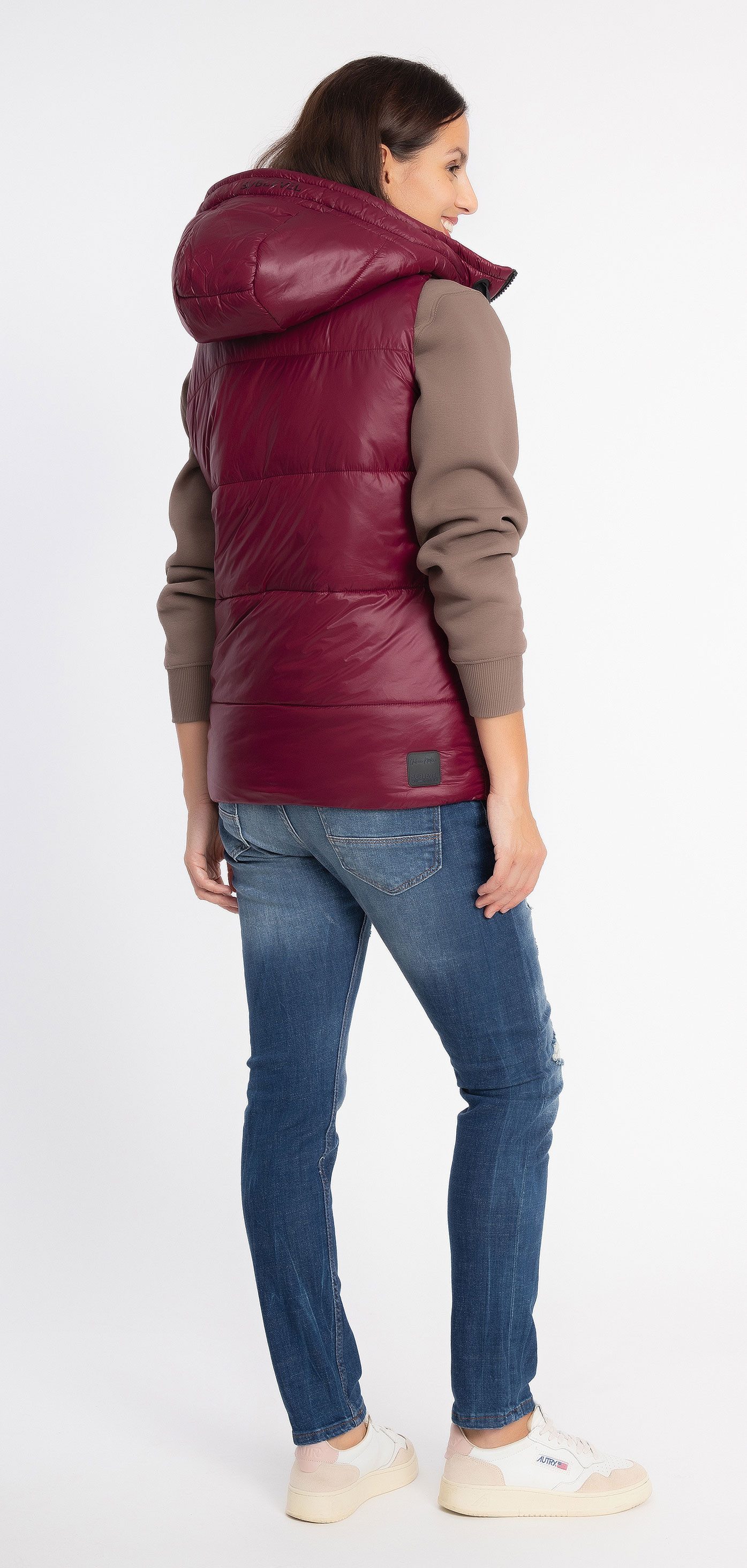 SUBLEVEL Steppweste Damen mit Kapuze Waistcoat kurze Winter Weste Bodywarmer Waistcoat