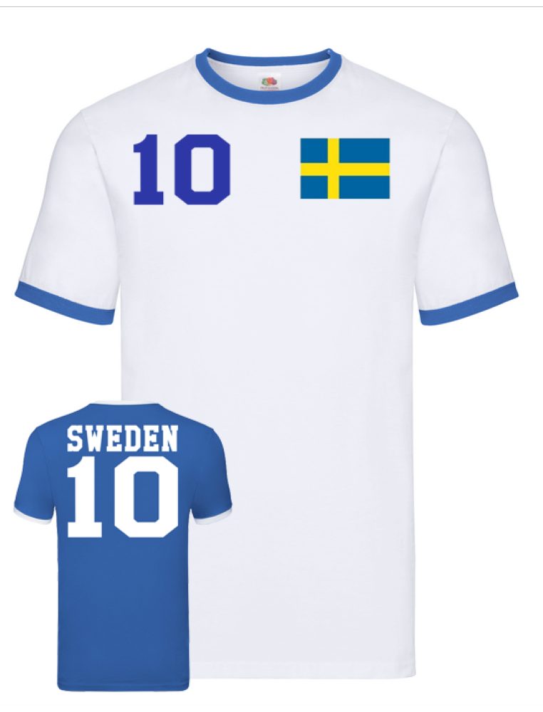 Blondie & Herren WM Sweden Meister Trikot Europa EM Sport T-Shirt Brownie Schweden Fußball Blau/Weiss