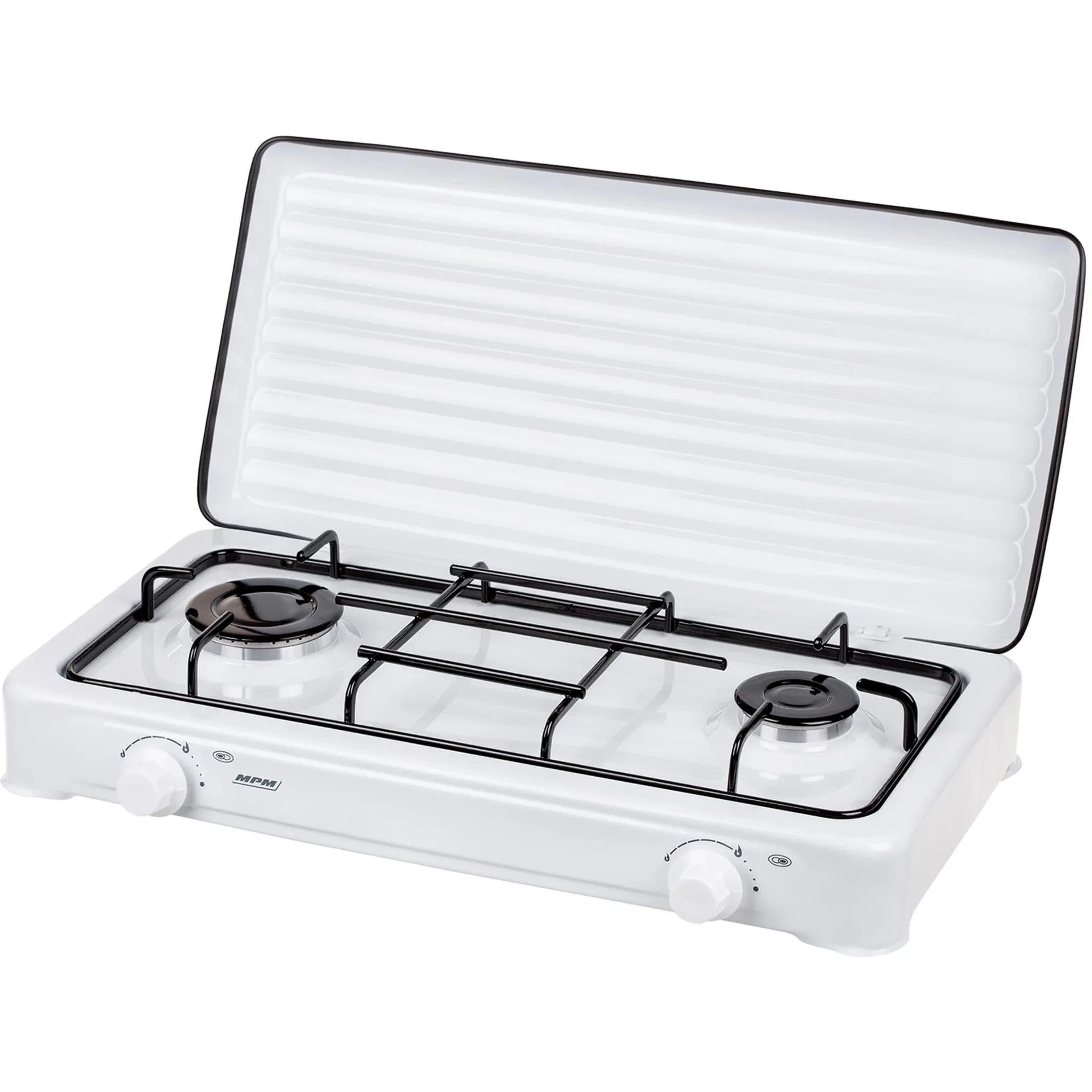 MPM Gaskocher SMILE-KN-03/1K, (Einzelgerät, 1-St., 1 Gaskocher mit emailliertem Kochrost und Schutzdeckel), 4,9 kW, emailliert, Schutzdeckel, stufenlos regelbar