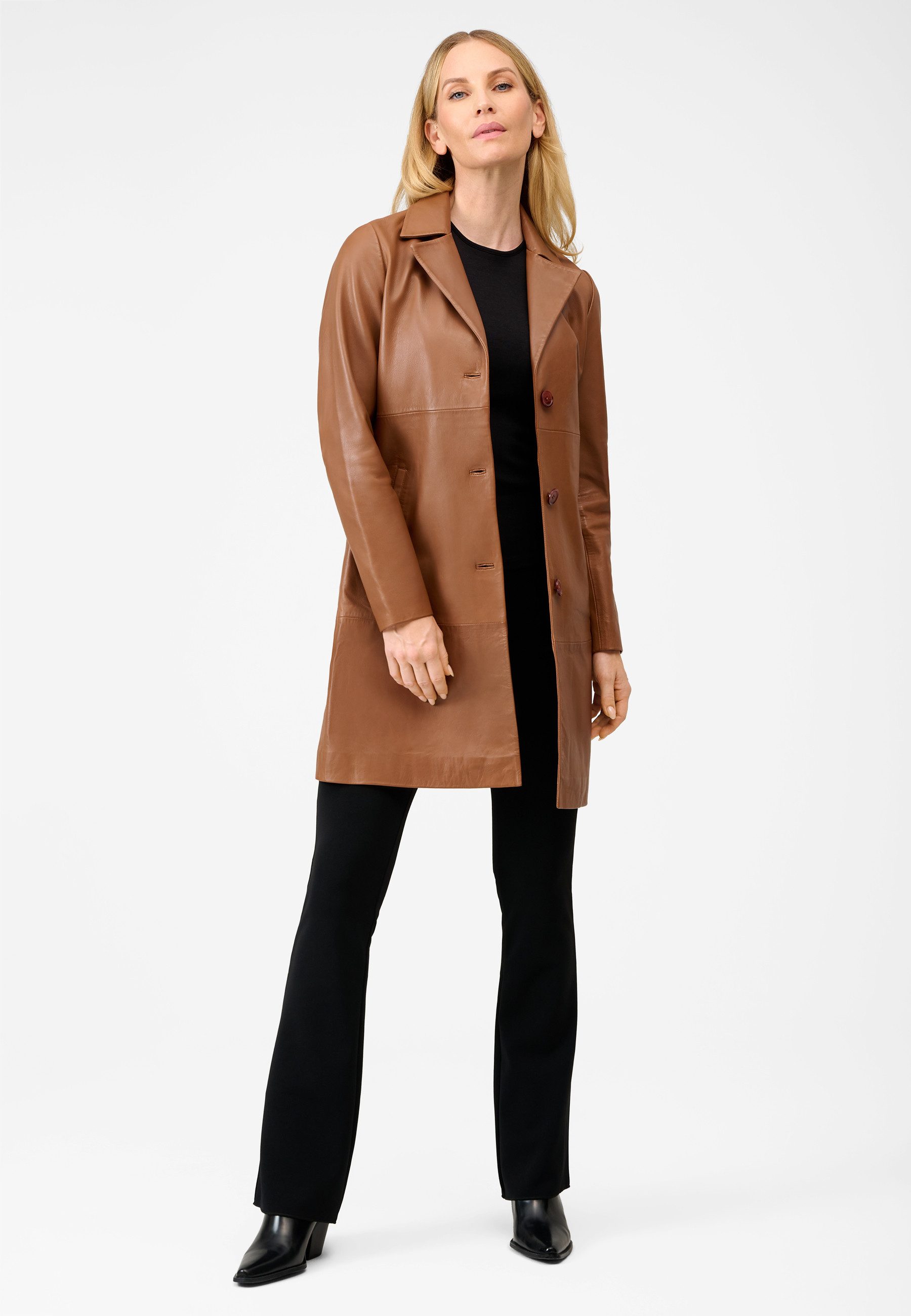 RICANO Ledermantel Marzia eleganter Ledermantel mit Reverskragen günstig online kaufen
