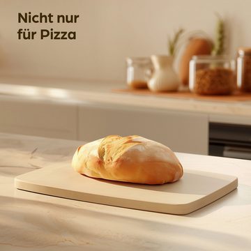 Praknu Pizzastein für Backofen, Gas und Grill Rechteckig - Pizzen Ofen Set, Cordierit, (1-St), 38x30 cm - Für Knusprigen Boden - bis 900 °C - Wärme Speichernd
