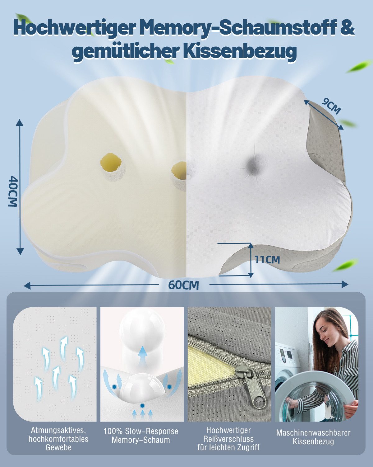 Esun Kissenbezug Kissenbezug für IDEA Nackenkissen Kissen mit Kühl- und Wärmeeffekt, Kopfkissenbezüge nur für IDEA-Kissen