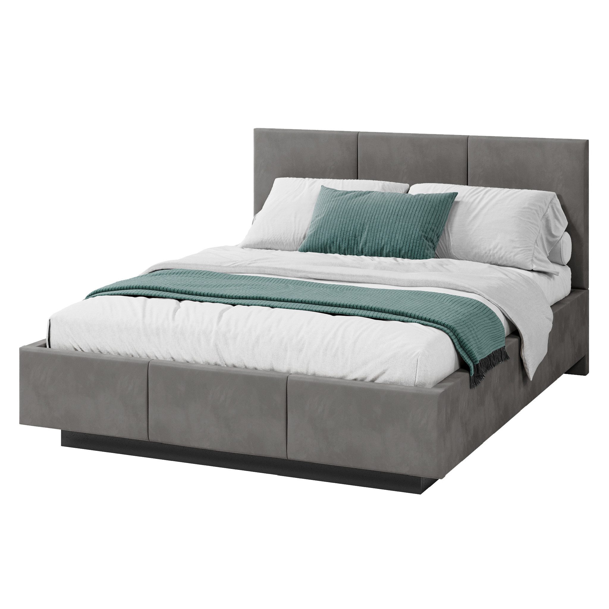 FDM Polsterbett ALMADA modern mit Bettkasten MADE IN EU - mit Trinity Velours Bezug (verfügbar 90x200 120x200 140x200 160x200 180x200cm, Bettrahmen, Bett, mit großen gepolsterten Kopfteil, mit Bettkasten zum aufklappen), Hebbarer Metallrahmen, Bettkasten, mit/ohne Matratze